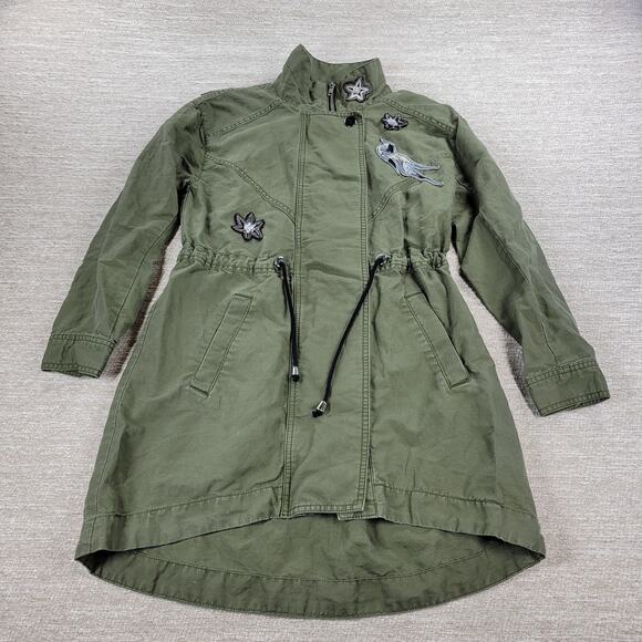 Cabi Bird Utility Jacket Women’s XXS Green Linen Sequin Appliqué Military Parka - Picture 4 of 16